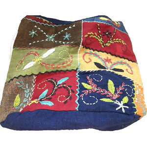Women’s Patchwork Embroidered Gypsy Rose Hippie Bag Cotton Handmade Purse